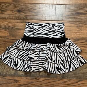 K Too Zebra Print Tiered Mini Skirt Women’s Size M Ruffle Layered Y2K Style